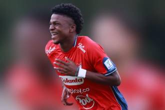 Jhan Mena, uno de los debutantes del DIM este semestre y ya despegó con gol, lo que necesita el Rojo para seguir en Copa. FOTO: MANUEL SALDARRIAGA