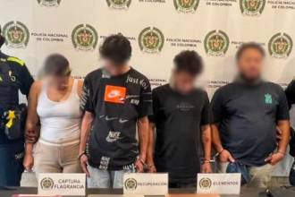 Capturados por su presunta participación en un robo a una finca en Rionegro. FOTO: POLICÍA METROPOLITANA VALLE DE ABURRÁ
