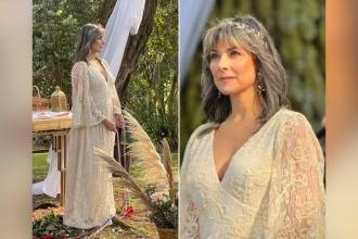 Silvia Corzo durante su boda simbólica. FOTO: CAPTURAS DE VIDEO INSTAGRAM @MARGARITAMARIAORTEGA Y @IVANLALINDEG