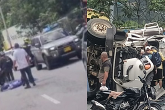 Fueron dos hechos aislados los que ocurrieron en esta vía. /FOTOS: CORTESÍA CHISME FRESCO MEDELLÍN Y DENUNCIAS ANTIOQUIA. 