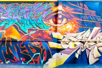 Durante varios meses 16 artistas trabajaron para crearlo. Esta es la parte del mural intervenida por Eyes, Fate y Shamo. FOTO: CORTESÍA