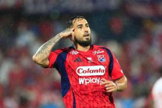 Francisco Fydriszewski fue protagonista en el juego ante Santa Fe, hizo el gol y criticó la decisión del juez al final. / FOTO: CAMILO SUÁREZ
