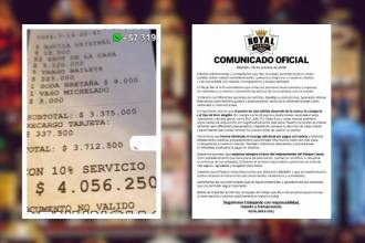 El bar dijo que eliminará el recargo por pago con tarjeta. FOTOS: DENUNCIAS ANTIOQUIA E INSTAGRAM @ROYAL_BARGRILL