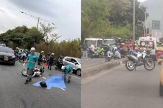 Izquierda: accidente con motociclista fallecido en la Regional, en Medellín. Derecha: accidente en la autopista Sur, en Bello. FOTOS: TOMADA DE CHISME FRESCO MEDELLÍN Y CORTESÍA DENUNCIAS ANTIOQUIA