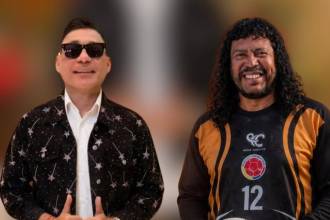El cantante Jean Carlos Centeno y René Higuita, gloria de la Selección Colombia.