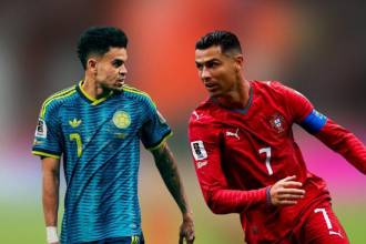 El jugador colombiano Luis Díaz (izq.) y el portugués Cristiano Ronaldo (der.). FOTO: @CRISTIANO Y @LUISDIAZ19_