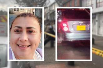 Yulixa Toloza, el carro al que la subieron, y al fondo, el centro estético. FOTOS: COLPRENSA, X @MEDICOSDECOLOMBIA Y SEMANA