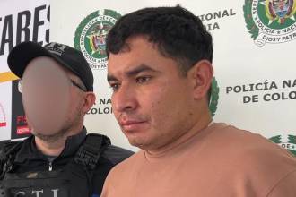 Wilmar Elías Zuleta Pulgarín, alias Lobo o Emanuel, tras ser capturado. FOTO: POLICÍA NACIONAL