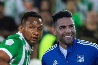 Alfredo Morelos y Falcao García (der), delanteros de Atlético Nacional y Millonarios. / FOTOS: CAMILO SUÁREZ Y MILLONARIOS 