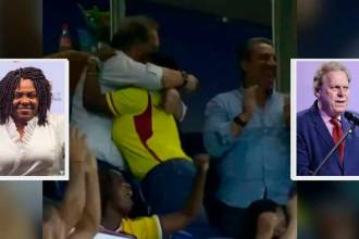 En el video se ve cuando la vicepresidenta salta de la emoción por el gol de la Selección Colombia.