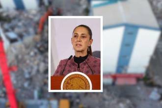 Claudia Sheinbaum, presidenta de México, no ha divulgado las identidades de los fallecidos, pero el Gobierno está en contacto con sus familias. FOTOS: MANUEL SALDARRIAGA (FONDO) Y X LAPOLAKMX (DETALLE)