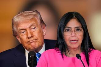 Donald Trump (izq) y Delcy Rodríguez (der). FOTOS: REDES SOCIALES Y GETTY