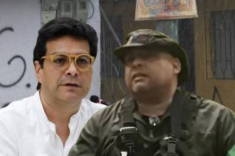 Danilo Rueda, ex alto comisionado para la Paz (Izq.), habría entablado conversaciones con alias Jerónimo, comandante del Clan del Golfo (Der.). FOTOS: ARCHIVO RÓBINSON SÁENZ (FONDO), COLOMBIA INFORMA (DANILO RUEDA) E INFOBAE (ALIAS JERÓNIMO).