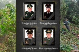 Uniformados que murieron en tragedia aérea en Caramanta. /FOTOS: CORTESÍA 