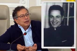 El presidente Gustavo Petro. En la foto de detalle Camilo Torres. FOTO: COLPRENSA Y CORTESÍA. 