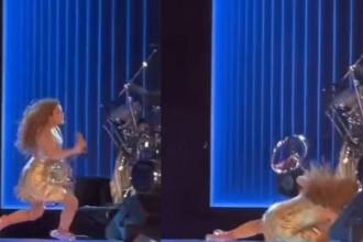 Caída de Shakira en pleno concierto. FOTO: REDES SOCIALES