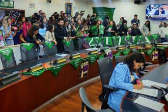 La representante Carol Borda (derecha) planteaba modificar la Constitución para reconocer a los fetos como sujetos de especial protección constitucional. FOTO: X @CAROLBORDAA