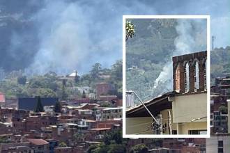 Hacia el mediodía un incendio llenó de humo la zona nororiental de la ciudad. FOTO: DAGRD Y NOTICIAS DEL NORTE