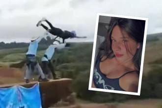 El momento del lanzamiento de Maria Eduarda Rodrigues de Freitas fue grabado por turistas. FOTOS: @TAUFIK_Q