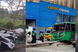 A la izquierda, accidente en la vía Las Palmas; a la derecha, en la calle Barranquilla. FOTOS: FACEBOOK GUARDIANES ANTIOQUIA