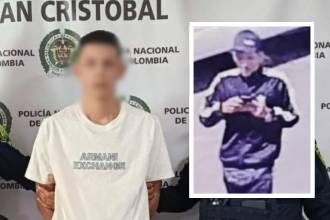Jhon Édison Chavarría Bueno, alias La Liendra durante la captura. FOTOS: POLICÍA METROPOLITANA Y CORTESÍA