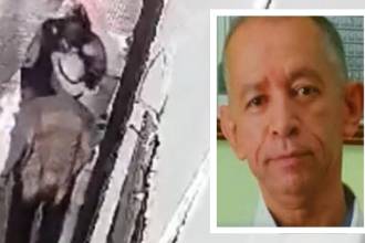 El momento en que iba a ser atacado el vigilante quedó captado en cámara de seguridad. /FOTO: CAPTURA DE VIDEO (FONDO) Y CORTESÍA ALERTA PAISA (DETALLE GABRIEL TABORDA)