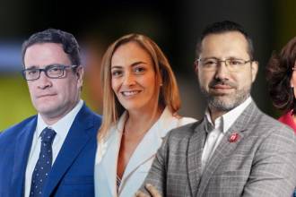 De izq. a der.: Iván Cancino, Juliana Gutiérrez, Jaime Andrés Beltrán,Viviane Morales, Mauricio Gómez Amín y Elsa Noguera. FOTOS: COLPRENSA, CAMACOL Y X
