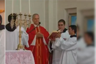 El ahora papa León XIV cuando presidió una eucaristía en Medellín. /FOTO: CORTESÍA