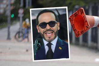 El presidente Abelardo de la Espriella y de fondo una jornada de protesta. FOTOS: COLPRENSA Y UNIVERSIDAD NACIONAL