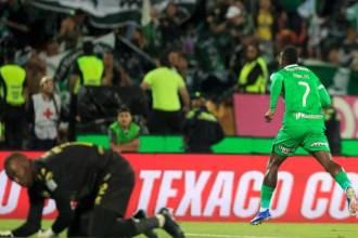 Gol de Marlos Moreno que selló el 2-0 y victoria de Atlético Nacional vs. Bucaramanga. FOTO: CAMILO SUÁREZ