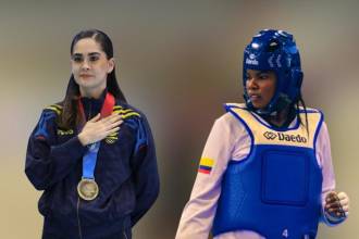 Los colombianos María Paulina Pérez (izq.), Gloria Mosquera (centro) y Juan Mantilla. FOTO: DEPORTES COLOMBIANO Y @WBEIMARLODICE