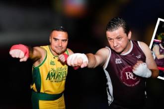 Luis Francisco Ruíz, el gobernador del Caquetá (derecha) y Marlon Monsalve, alcalde de Florencia (derecha) se subieron al ring de boxeo para recuperar la Liga de Boxeo de este departamento. FOTOS: INSTAGRAM @GOBERCAQUETA