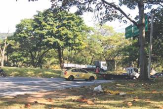 En esta zona verde de la oreja, que comunica la calle Barranquilla con la avenida Regional, fue donde encontraron el cuerpo del joven asesinado. FOTO: LAURA ROSA JIMÉNEZ VALENCIA