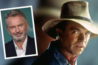 Sam Neill en ‘Jurassic park’ y cómo se veía en la actualidad (detalle). FOTOS: TOMADAS DE LA WEB