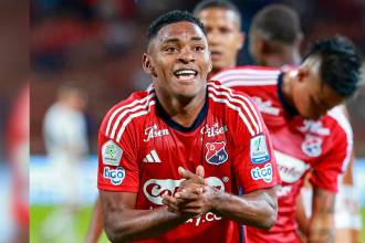 Brayan León, uno de los goleadores del DIM en este 2024, ha anotado 1 tanto en 3 partidos. /FOTO: MANUEL SALDARRIAGA