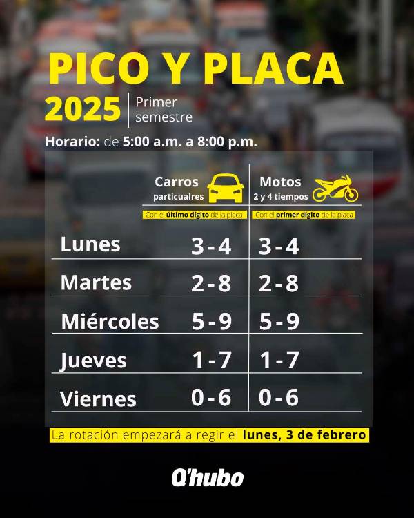 Que el festivo no lo deje desubicado: este es el pico y placa para el viernes, 2 de mayo