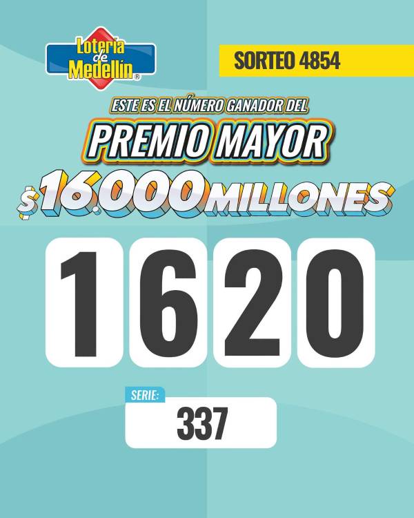 Resultados Lotería de Medellín. IMAGEN: FACEBOOK LOTERÍA DE MEDELLÍN