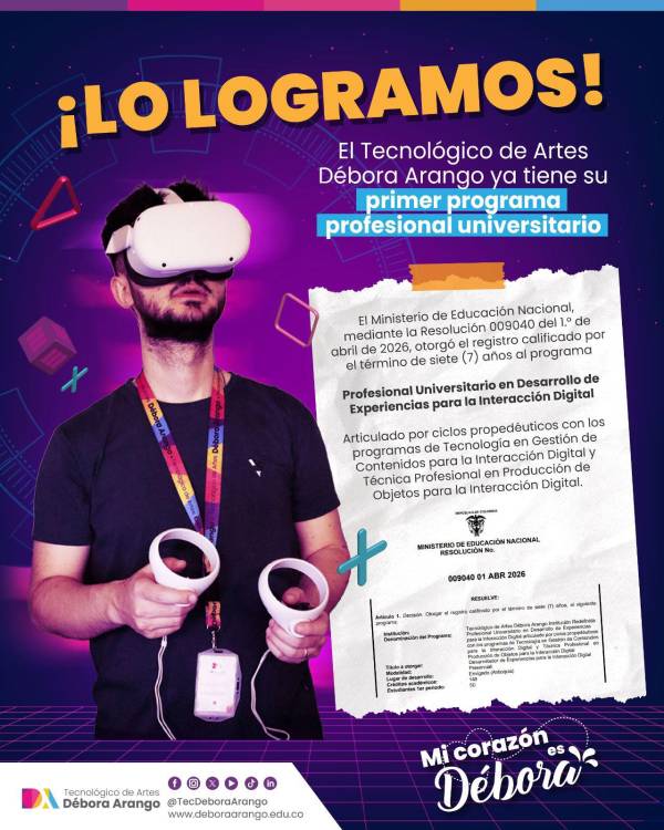 Primer programa profesional del Tecnológico de Artes Débora Arango. FOTO: CORTESÍA ALCALDÍA DE ENVIGADO