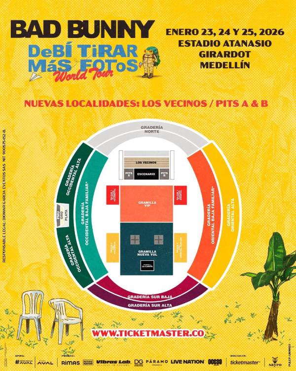 ¡Atentos! Habilitaron nueva boletería para conciertos de Bad Bunny en Medellín