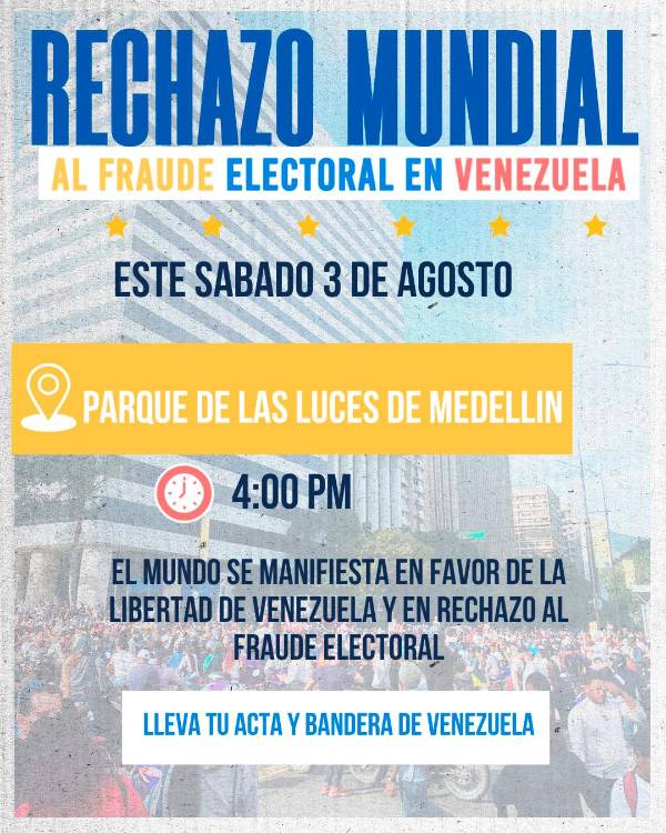 Venezolanos en Medellín protestarán este sábado por los resultados en elecciones