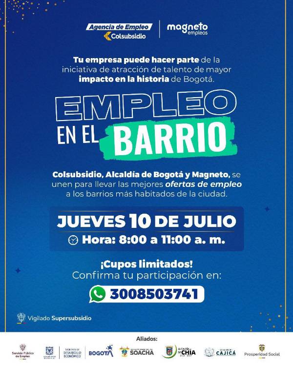 Programa ‘Empleo en el Barrio’ busca empresas aliadas en Bogotá