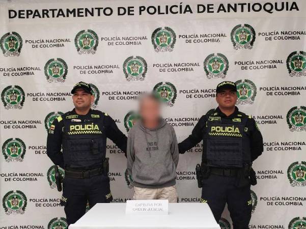 Sujeto capturado por hechos ocurridos en El Retiro. /FOTO: POLICÍA NACIONAL