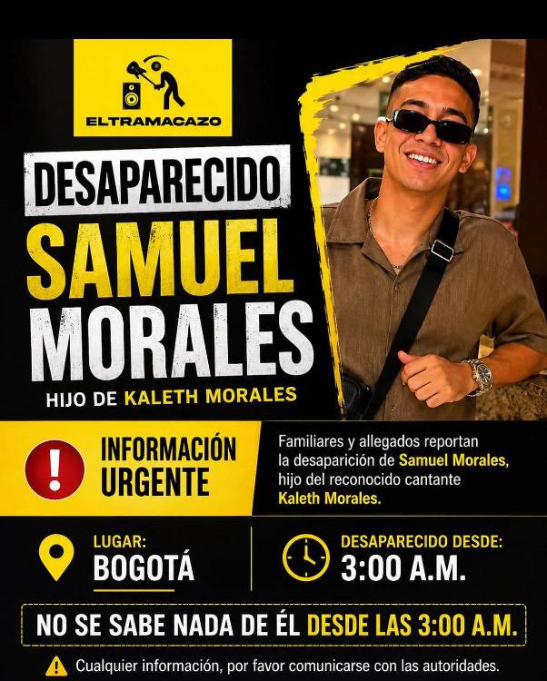 Este fue uno de los avisos sobre la desaparición de Samuel Morales. FOTO: @ELTRAMACAZO