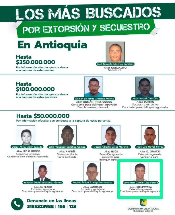 Este es el cartel de los más buscados en el que aparece alias Chimpavaca. /FOTO: CORTESÍA
