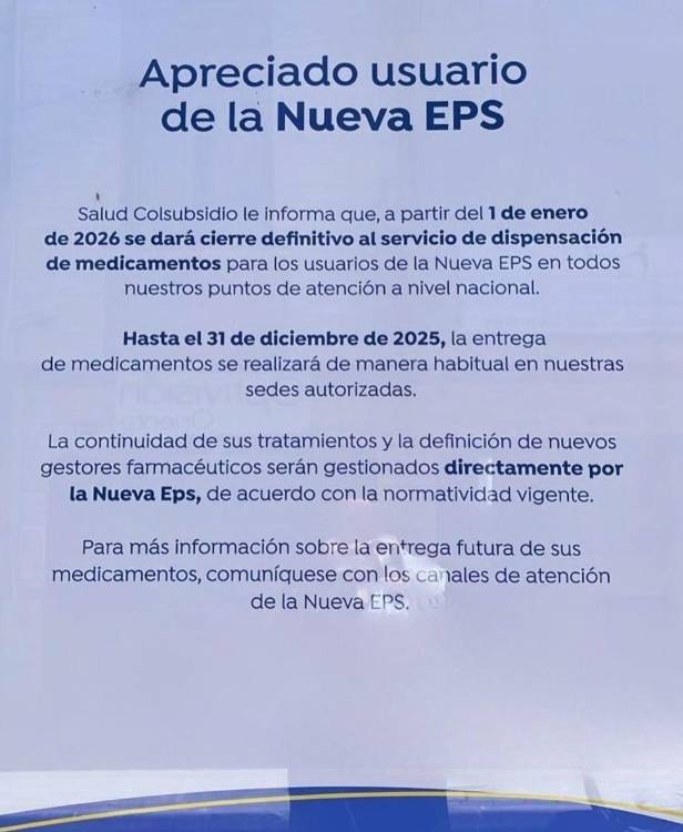 Este es el anunció que se encontró en todos los Colsubsidio del país hoy. FOTO: CORTESÍA