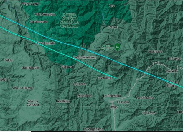 En esta zona se le perdió el rastro a la avioneta. /FOTO: Flightradar24.com