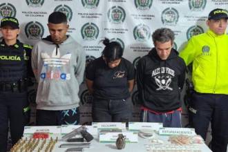 Captura de tres integrantes del grupo delincuencial Carne Rancia en Salgar. FOTO: POLICÍA ANTIOQUIA