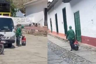 Adulto se paseó por las calles con un cilindro del Eln. FOTO: COLOMBIAOSCURA Y REDES