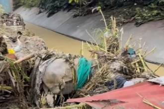 Así quedó uno de los sectores de la quebrada La Iguaná en Medellín. FOTO: CAPTURA X DE MANUEL VILLA