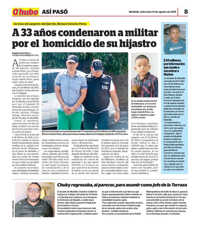 Edición impresa agosto de 2019. FOTO: Q’HUBO MEDELLÍN